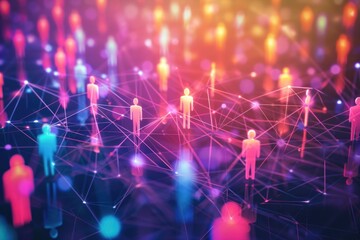 Aufkleber - A group of individuals linked together by a network, suitable for illustrating digital connections and online communities