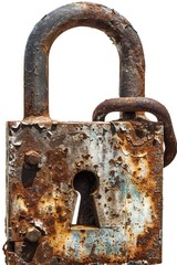 Aufkleber - An old, rusty padlock with a keyhole for locking and unlocking purposes