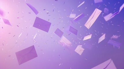 Poster - A group of purple envelopes are suspended in mid-air, adding a touch of whimsy and wonder to any scene