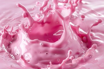 Aufkleber - A close-up shot of a pink liquid splashing on top of a white surface, great for use in designs related to beauty, fashion, or creative projects
