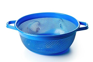 Poster - A blue colander sitting on a clean white surface