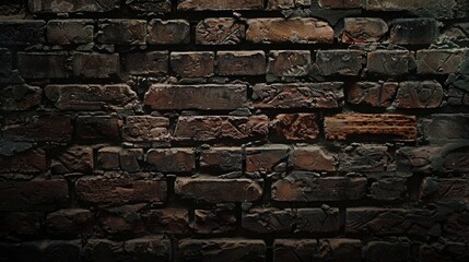 Poster - A brick wall in a dimly lit room with shadows