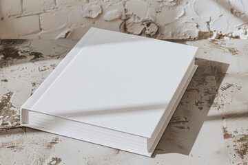 Poster - A collection of white books stacked neatly on a table, suitable for use in educational or publishing settings