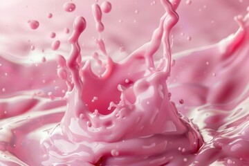 Poster - A splash of pink liquid on a pink surface, useful for illustration and design