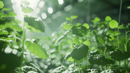 Poster - Image of a plant with sunlight shining through its leaves, great for nature and outdoor themed projects