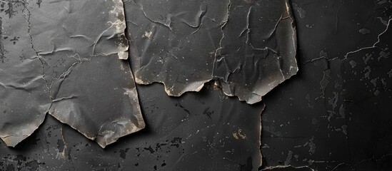 Wall Mural - Aged, Worn Black Cardboard Photo Card with Distressed Grunge Texture on Black Background