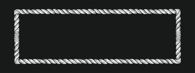 Rectangle rope frame on black background vector illustration