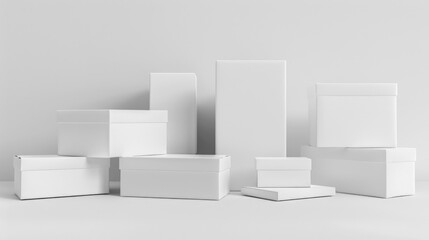 Poster - A collection of identical white boxes arranged together, suitable for use in presentations or product displays