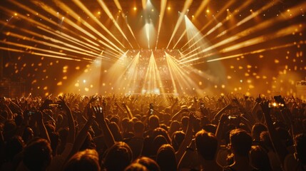 Poster - A large group of people attending a music concert
