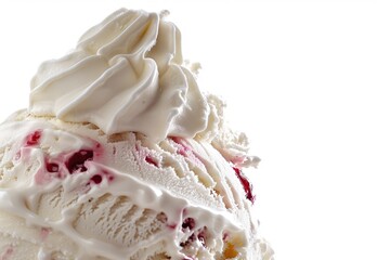 Poster - A single scoop of creamy ice cream topped with fresh raspberries, perfect for a sweet treat or dessert