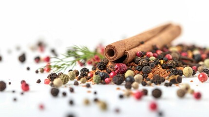 Poster - A collection of spices with a prominent cinnamon stick, great for food photography or recipes