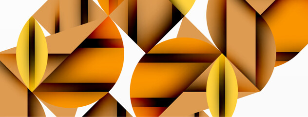 Aufkleber - Circle, square and flower petal geometric background. Round shapes composition for wallpaper, banner, background or landing