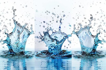 Aufkleber - A group of water droplets splashing on top of each other, great for representing fluid motion or scientific concepts