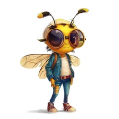 Wall Mural - Bee Casual Chic cartoon isolated whitebackground