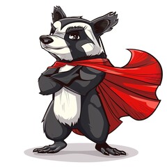 Wall Mural - Badger superhero cartoon isolated whitebackground 