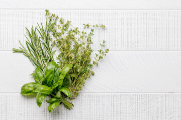 Wall Mural - Various herbs and spices on the table