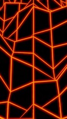 Fototapete - Abstract moving transformed neon grid on a black background. Design. Visualization of hilly path with mountain silhouettes.