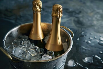 Poster - Two bottles of champagne surrounded by ice
