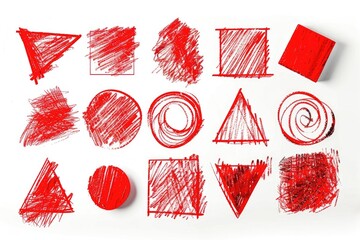 Poster - Red geometric shapes on a white background, perfect for abstract art or design concepts