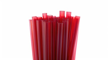 Aufkleber - A collection of bright red drinking straws placed neatly in a glass container
