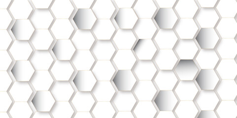 Abstract pattern with hexagonal white and gray technology line paper background. Hexagonal 3d vector grid tile and mosaic structure simple style hexagonal graphic concept. Futuristic surface design.