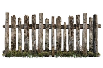 Poster - A wooden fence covered in lush green moss