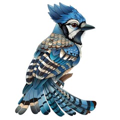 Wall Mural - Blue Jay Bohemian fashion cartoon isolated whitebackground