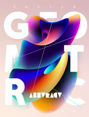 Wall Mural - abstract 3d curved geometric shape for poster design. bright template with typographic elements.