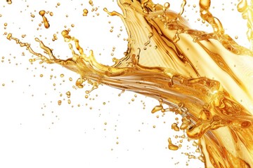Poster - Close-up image of a banana being splashed with a liquid, possibly water or milk