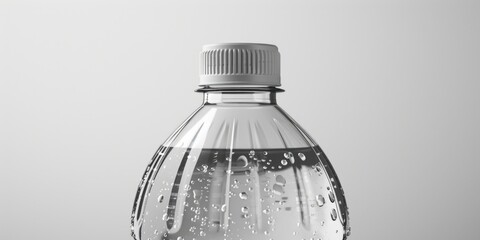 Wall Mural - A clear plastic bottle filled with water sits on a flat surface, often used in various settings