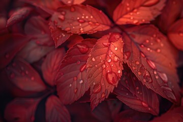 Poster - Close-up shot of a plant with water droplets glistening on its leaves, ideal for use in nature, health, or science related contexts