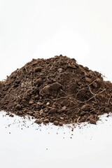 Poster - A small mound of dirt sits on top of a clean white surface, ideal for use in illustrations or photography projects