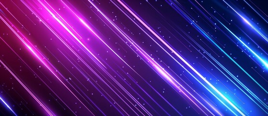 Poster - Design for wallpaper, banner, presentation, background with neon dynamic diagonal light rays.