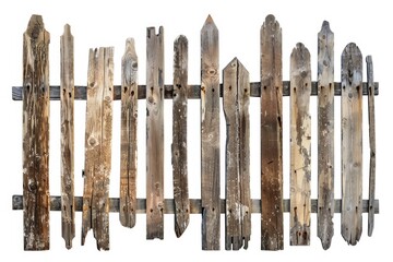 Aufkleber - A close-up shot of a wooden fence on a white background, great for use in home decor or design contexts