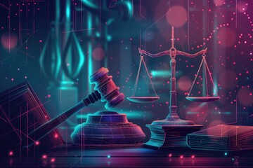 Poster - A gavel sitting on top of a stack of books, often used in courtroom settings or as a symbol of authority