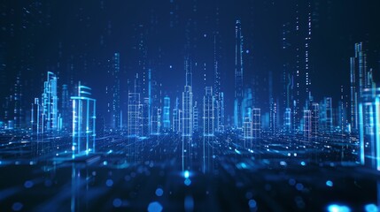 Poster - A futuristic smart digital city concept. Business concept for smart cities and technology