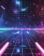 © Антон Сальников - Abstract neon light background in 3D technology. Empty space scene, spotlight, dark night, virtual reality, cyber futuristic sci-fi background.