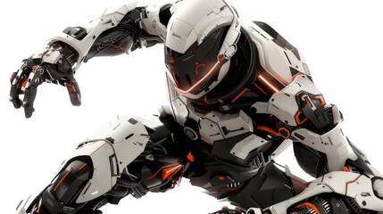 Poster - Object of interest: a robot kneeling on the ground in a transparent background.