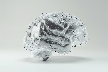 Poster - Metal AI electronic brain isolated on a clean PNG background, futuristic technology concept with generative stock.