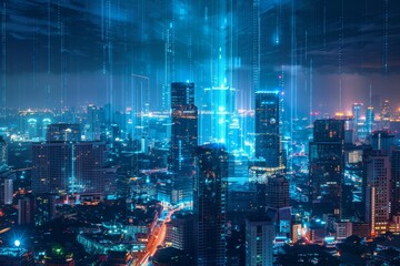 Poster - The background is a beautiful sci-fi city texture with a light flare.