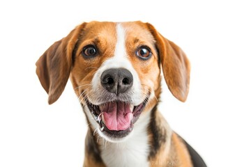 Wall Mural - Isolated on a clear png background is a cute fluffy portrait smile dog that looks at the camera, humorous moment, adorable dog concept.