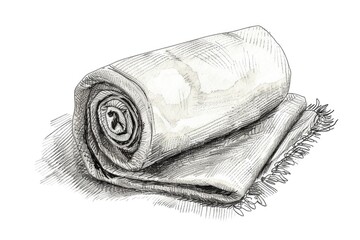 Poster - A single rolled up towel lies on a table, ready for use