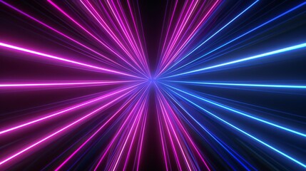 Poster - This is a 3D render of a light purple blue line running through a dark background, followed by a hyper speed warp.