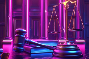 Poster - A judicial symbol sitting on a table, perfect for legal or courtroom-themed images