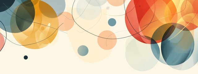 Poster - This geometric minimal composition background features round elements and circles. It is suitable for use as a wallpaper, banner, background, card, book illustration, and landing page.