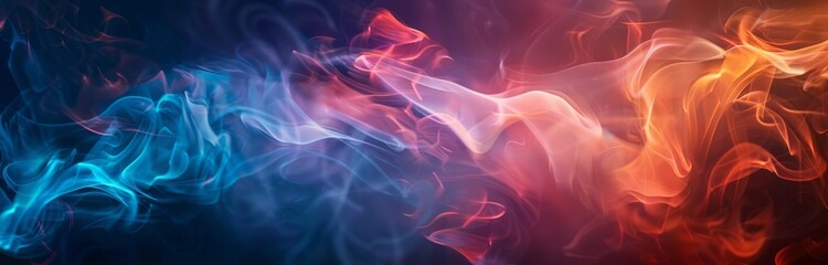 Poster - Abstract smoke overlay effect on transparent background illustrating orange flames and red sparkles, a natural power resistance concept with a cold air flow.