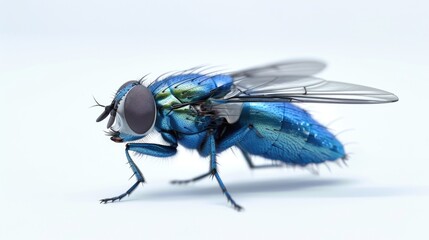 Poster - A close-up shot of a fly resting on a white surface