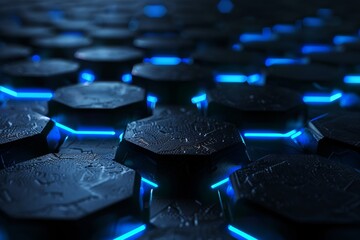 Poster - 3D render illustration of abstract hexagonal background. Futuristic technology honeycomb mosaic.