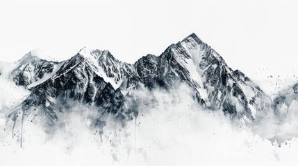 Poster - A serene mountain landscape in monochrome tones