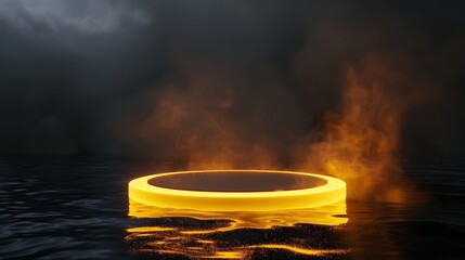 Poster - The futuristic sci-fi circular pedestal is used to display small products, as well as to design for new products. 3D visuals are included.